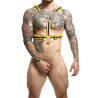 MOB Eroticwear Harnais Cross Chain Dngeon Noir-Jaune